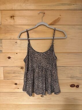SHEIN Beige & Black Leopard Print Spaghetti Strap Cami